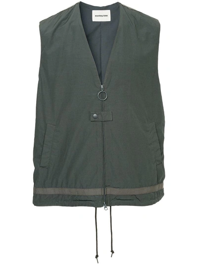 Monkey Time Loose Fit Zipped Vest - Grey