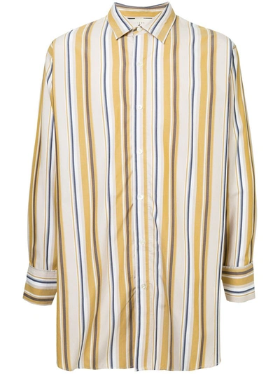 Monkey Time Oversized Stripe Print Shirt In Yellow