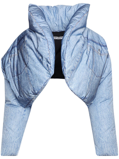 Alexander Wang Trompe L'oeil Print Puffer Jacket - Women's - Nylon/polyester/feather Down In Blue