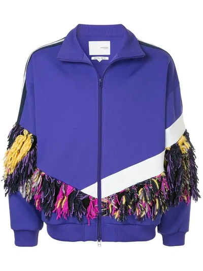 Yoshiokubo Fringe-trimmed Zip-up Sweatshirt In Purple