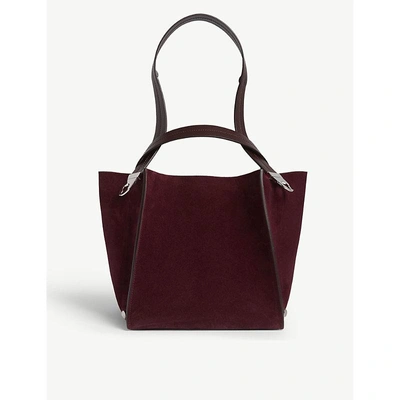 Sophie Hulme Dark Purple The Exchange Suede Cube Tote Bag In Oxblood
