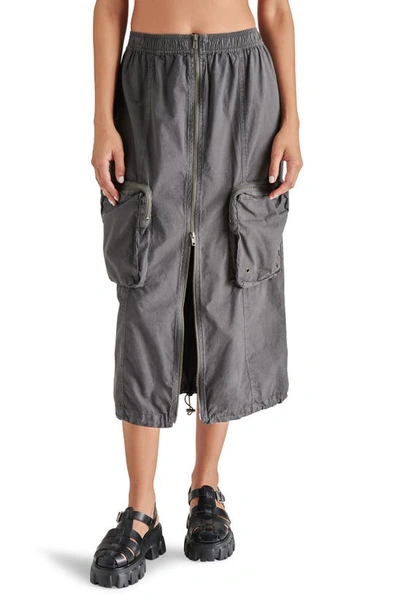 Steve Madden Vanessa Cotton Cargo Skirt In Charcoal Grey