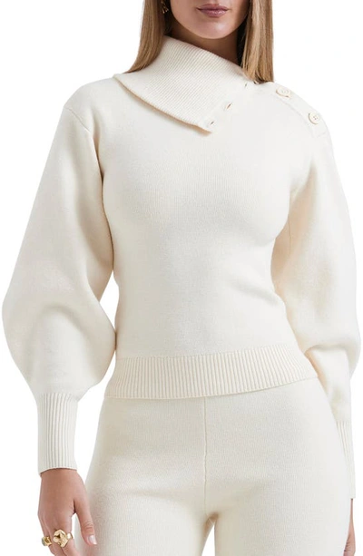 House Of Cb Adelita Split Cowl Neck Sweater In Cream