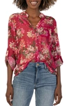 Kut From The Kloth Jasmine Chiffon Button-up Shirt In Quartu-fuchsia/ Peach