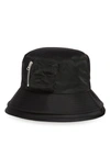 Sacai Double Brim Nylon Pocket Bucket Hat In 001 Black