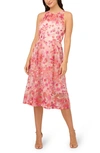 Adrianna Papell Floral Embroidered Fit & Flare Midi Dress In Pink Multi