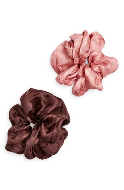 Tasha Assorted 2-pack Oversize Satin Scrunchies In Pink