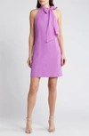 Vince Camuto Tie Neck A-line Dress In Violet