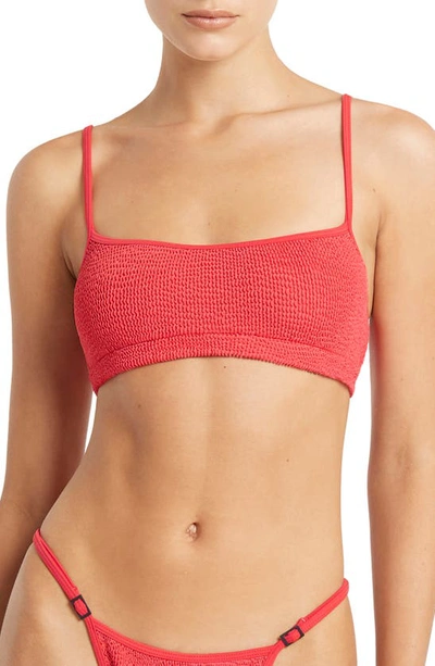 Bondeye Strap Saint Bikini Top In Guava