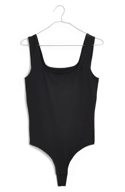 Madewell Wide Strap Tank Thong Bodysuit In True Black