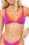 L*space Finneas Contrast Trim Bikini Top In Berry/ Pimento