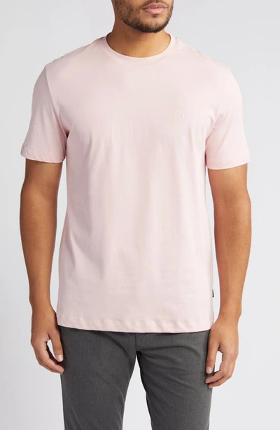 Hugo Boss Thompson Solid Crewneck T-shirt In Light Pink