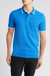 Hugo Boss Parlay Tipped Cotton Polo In Bright Blue