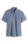 Hugo Boss Roan Ken Slim Fit Short Sleeve Button-up Shirt In Pastel Blue
