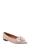 Linea Paolo Narcisus Pointed Toe Flat In Beige Patent