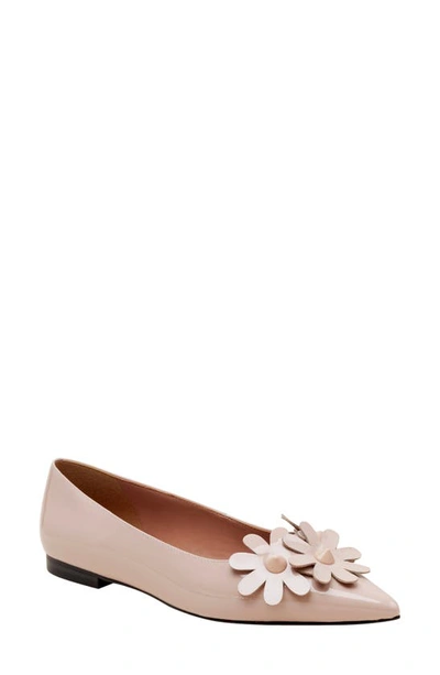 Linea Paolo Narcisus Pointed Toe Flat In Beige Patent