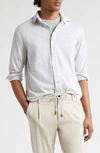Eleventy Dandy Jersey Button-up Shirt In Light Grey