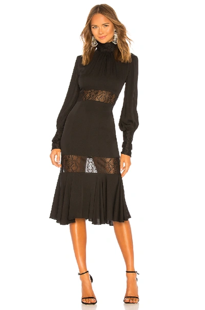 Milly Arianna Long-sleeve Python Lace Midi Dress In Black
