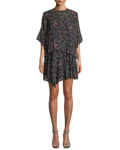 Camilla And Marc Paloma Floral Relaxed Mini Dress In Black