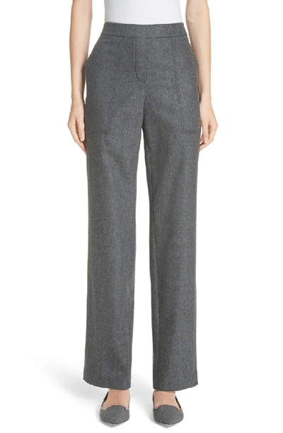 Lafayette 148 Fulton High-waist Straight-leg Italian Flannel Pants In Flint Melange