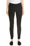 Lafayette 148 Mercer Skinny Suede & Ponte Pants In Black