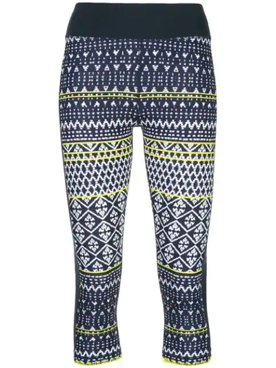 The Upside Ikat Neon Matte Nyc Cropped Leggings In Blue