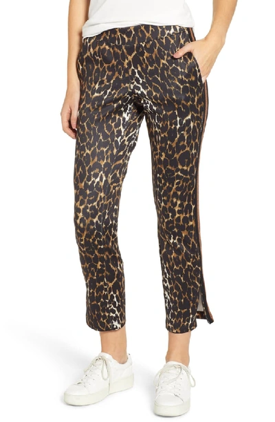 Pam & Gela Leopard-print Cropped Side-stripe Track Pants