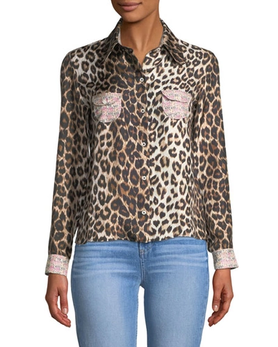 La Prestic Ouiston Twiggy Cheetah-print Silk Blouse In Panthere