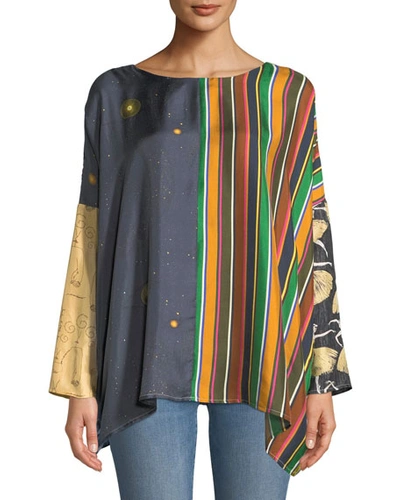 La Prestic Ouiston Nathalie Reversible Mixed-print Silk Top In Multi