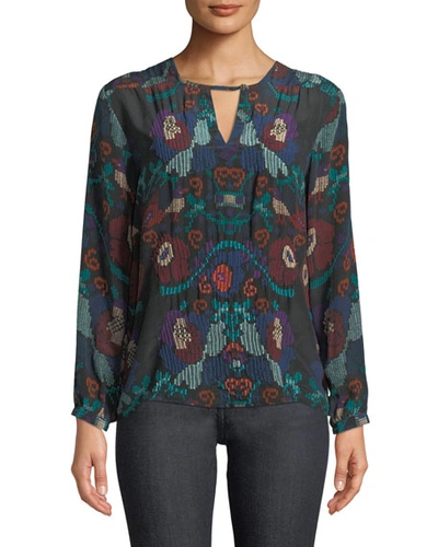 Tolani Plus Size Caitlyn Long-sleeve Multicolor Embroidered Blouse