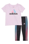 Adidas Originals Adidas Kids' Logo T-shirt & 3-stripes Leggings Set In Lilac