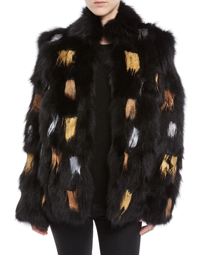 Moose Knuckles Joliette Painted Fur Jacket In Black