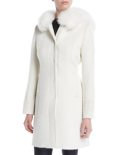 Sentaler Suri Alpaca Coat W/ Fur-trim Hood In White
