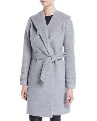 Sentaler Mid-length Hooded Baby Alpaca Wrap Coat In Grey
