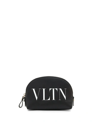 Valentino Garavani Vltn Small Leather Cosmetics Case In Black/white