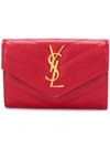 Saint Laurent Quilted Textured-leather Wallet In Red