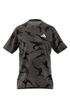 Adidas Originals Train Essential Aeroready Seasonal Camo T-shirt In Grey/ Grey/ Carbon/ Black