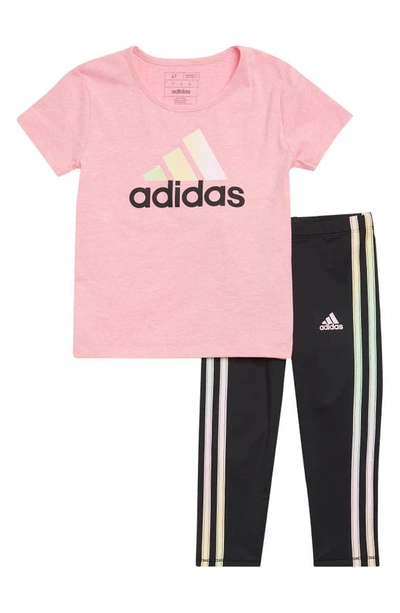 Adidas Originals Adidas Kids' Logo T-shirt & 3-stripes Leggings Set In Pink