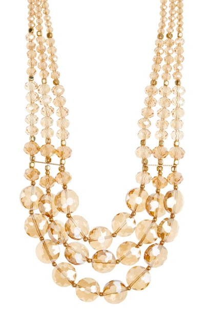 Natasha Crystal Beaded Triple Row Layered Necklace In Gold Light Colorado