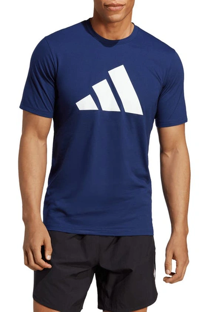 Adidas Originals Feelready Aeroready Training T-shirt In Dark Blue/ White