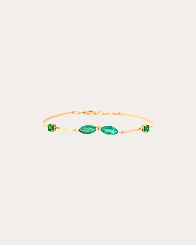 Yi Collection Women's Emerald Marquise Duo Bangle Bracelet In Green