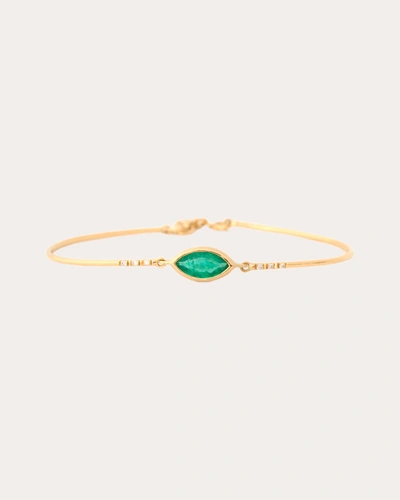 Yi Collection Women's Diamond & Emerald Marquise Bangle Bracelet In Green