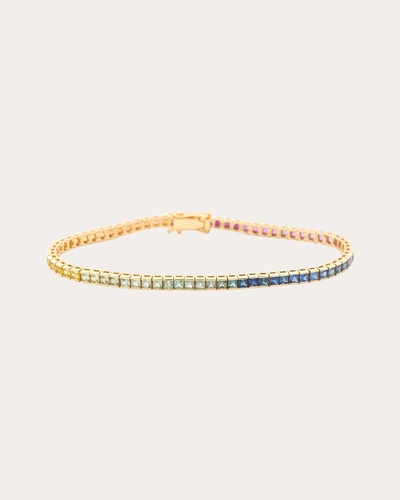 Yi Collection Women's Rainbow Sapphire Tennis Bracelet In Blue