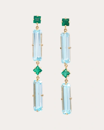 Yi Collection Women's Emerald & Blue Topaz Cascade Drop Earrings