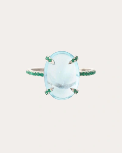 Yi Collection Women's Aquamarine & Emerald Spring Globe Ring In Blue