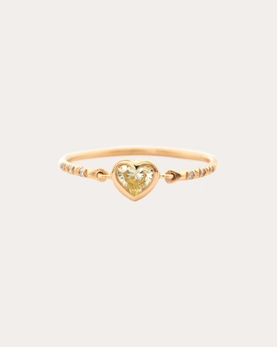 Yi Collection Women's Diamond Heart Petite Circle Ring In Yellow
