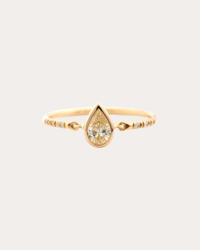 Yi Collection Women's Yellow Diamond Pear Petite Circle Ring