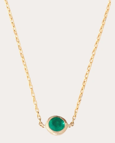 Yi Collection Women's Emerald Petite Button Pendant Necklace In Green