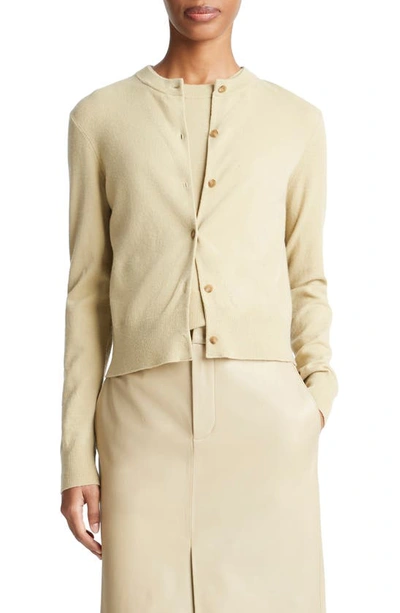 Vince Wool Cashmere Shank-button Cardigan In Thyme