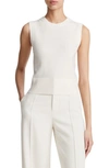 Vince Wool-cashmere Cropped Sweater Vest In Off White